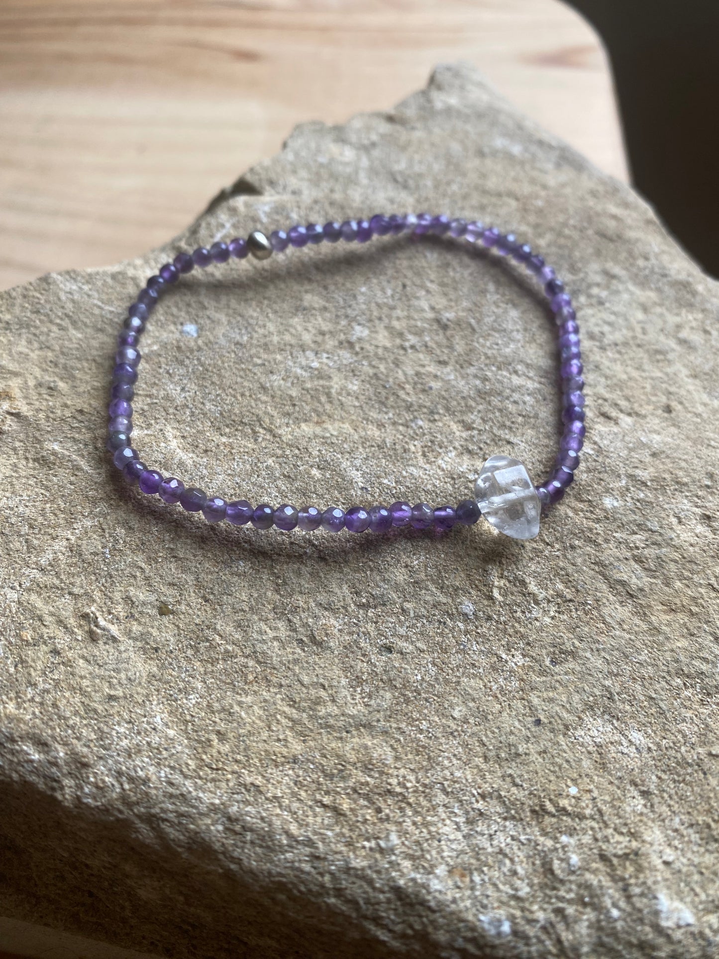 Amethyst and Double Terminated Crystal Anklet