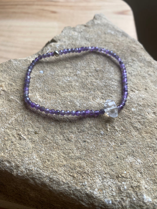 Amethyst and Double Terminated Crystal Anklet