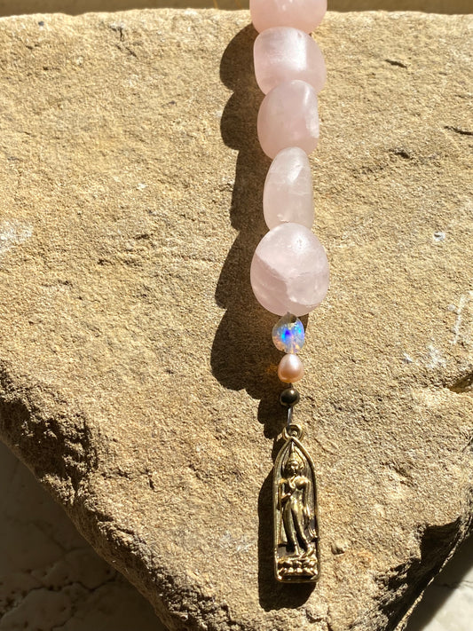 Walking Buddha Opal Rose Sun Catcher
