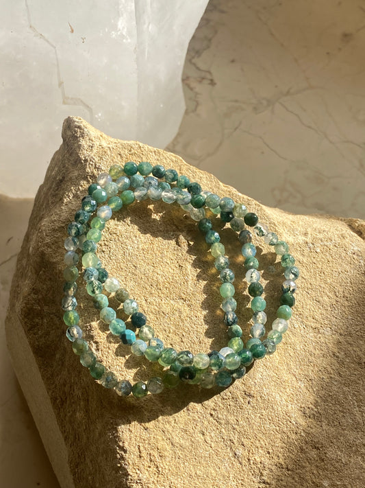 Faceted Moss Agate Bracelet