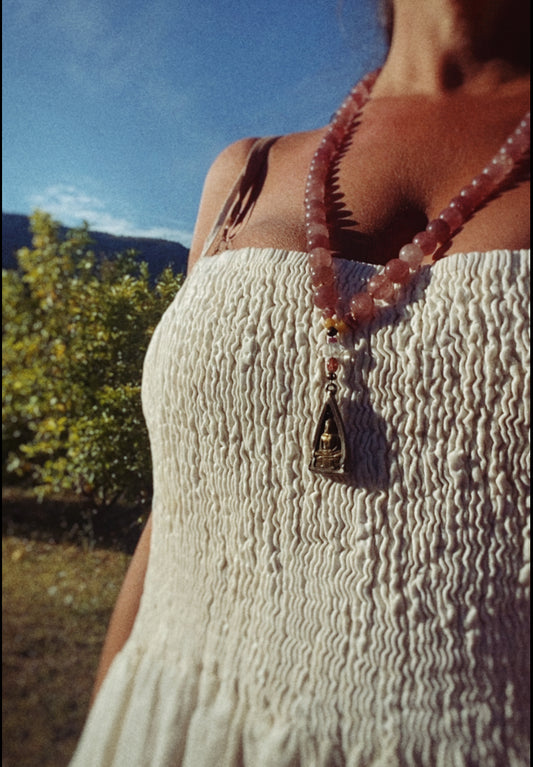 Ruby Strawberry Quartz Mala Necklace