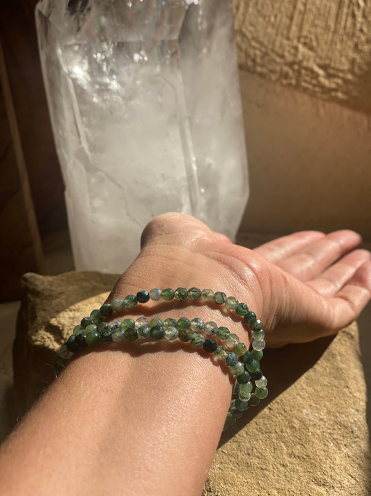 Faceted Moss Agate Bracelet