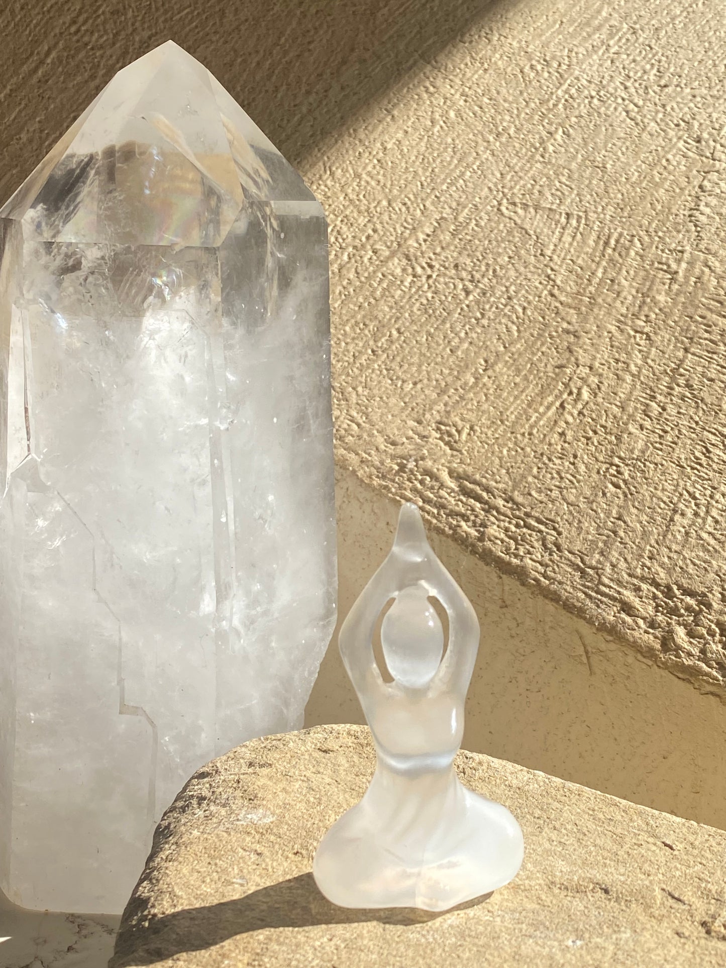 Selenite Yogi Goddess Carving