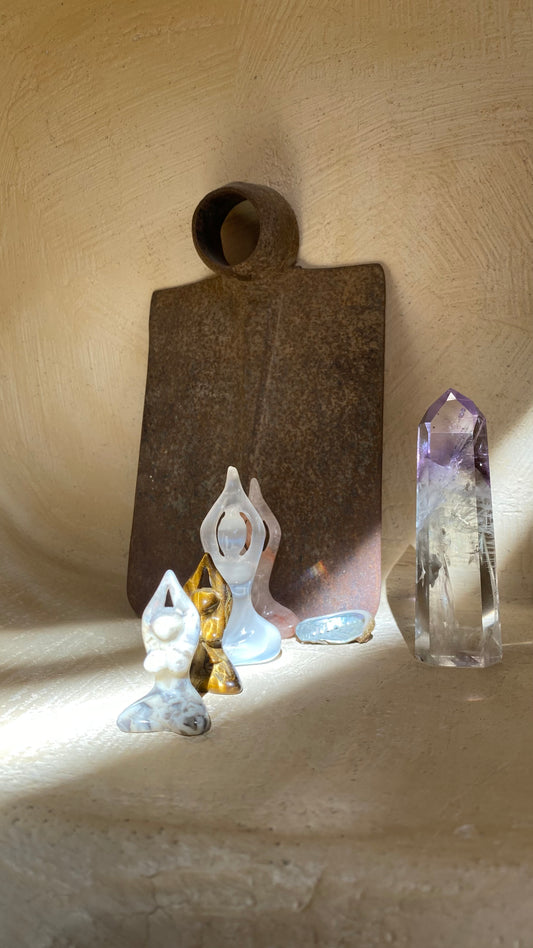 Yogi Goddess| Hand Carved Agate Goddess | Natural Gemstone | Yoga Figurine