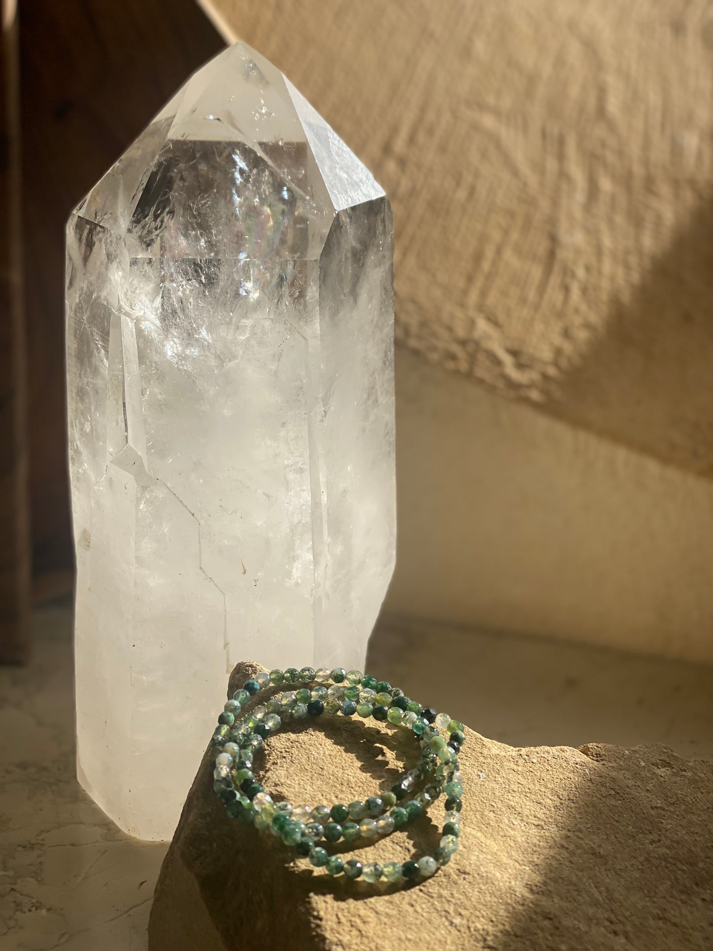 Faceted Moss Agate Bracelet | Natural Gemstone