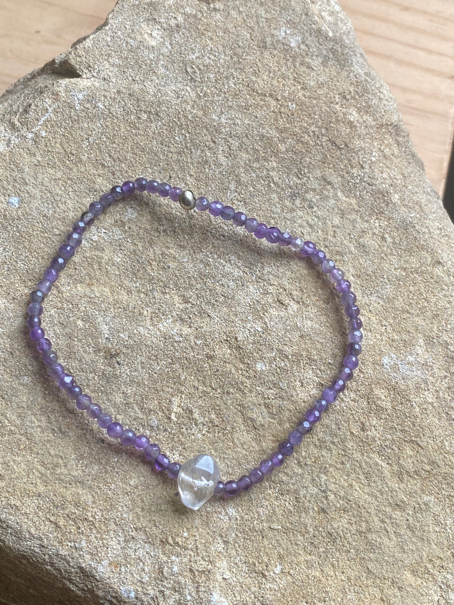 Amethyst and Double Terminated Crystal Anklet