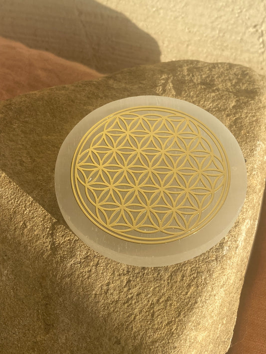 Flower OF Life Selenite Disc