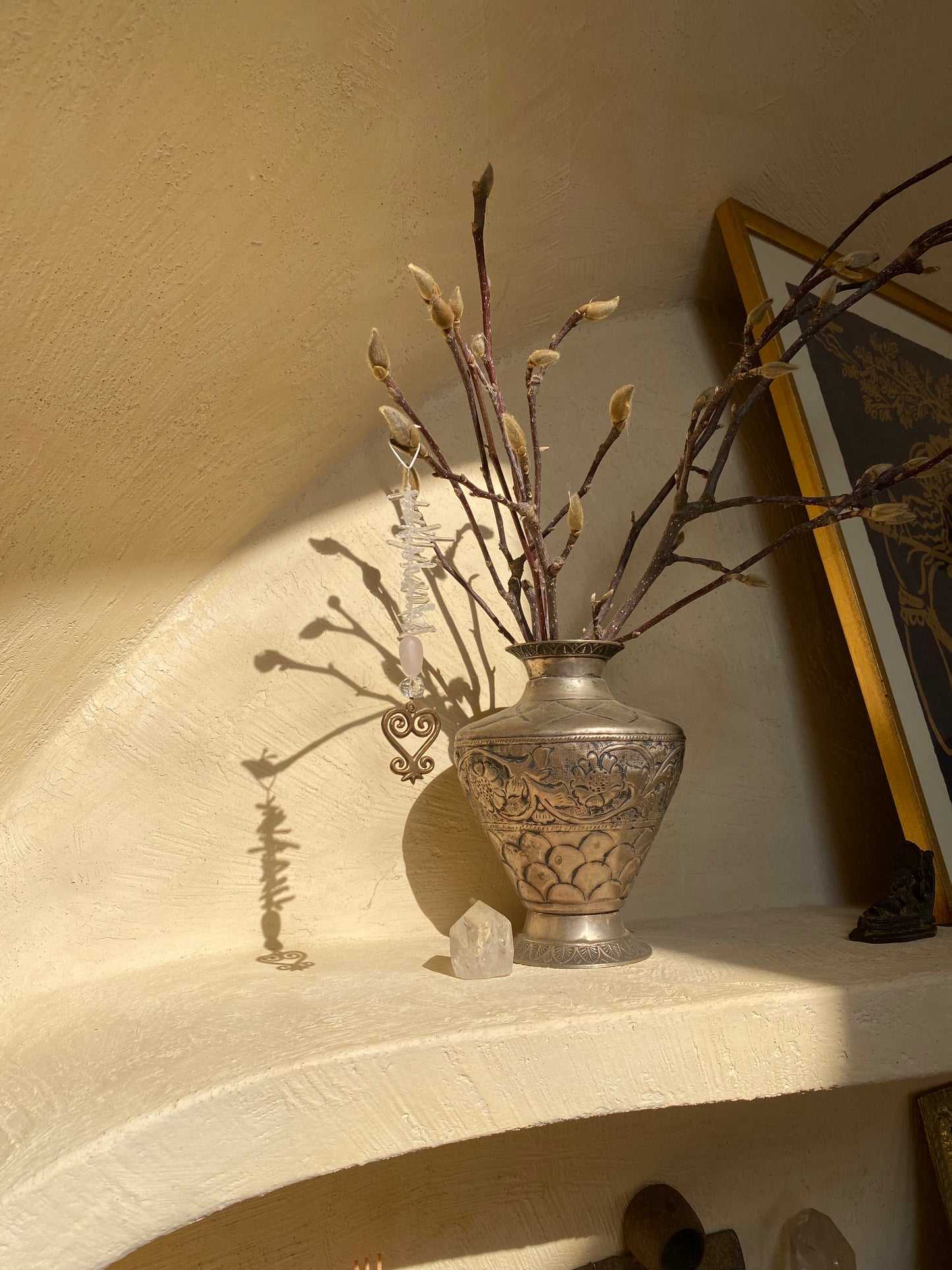 Frigg Rose Quartz and Double Terminated Quartz Crystal Sun Catcher