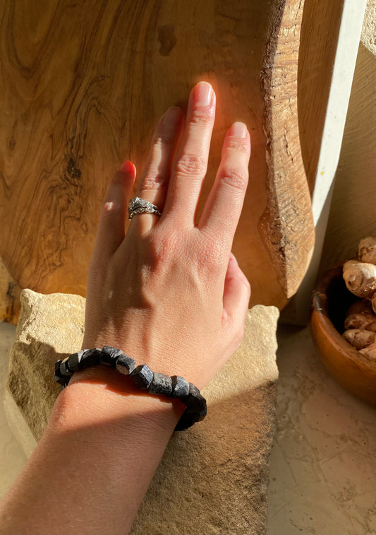 Simple Raw Black Tourmaline Bracelet