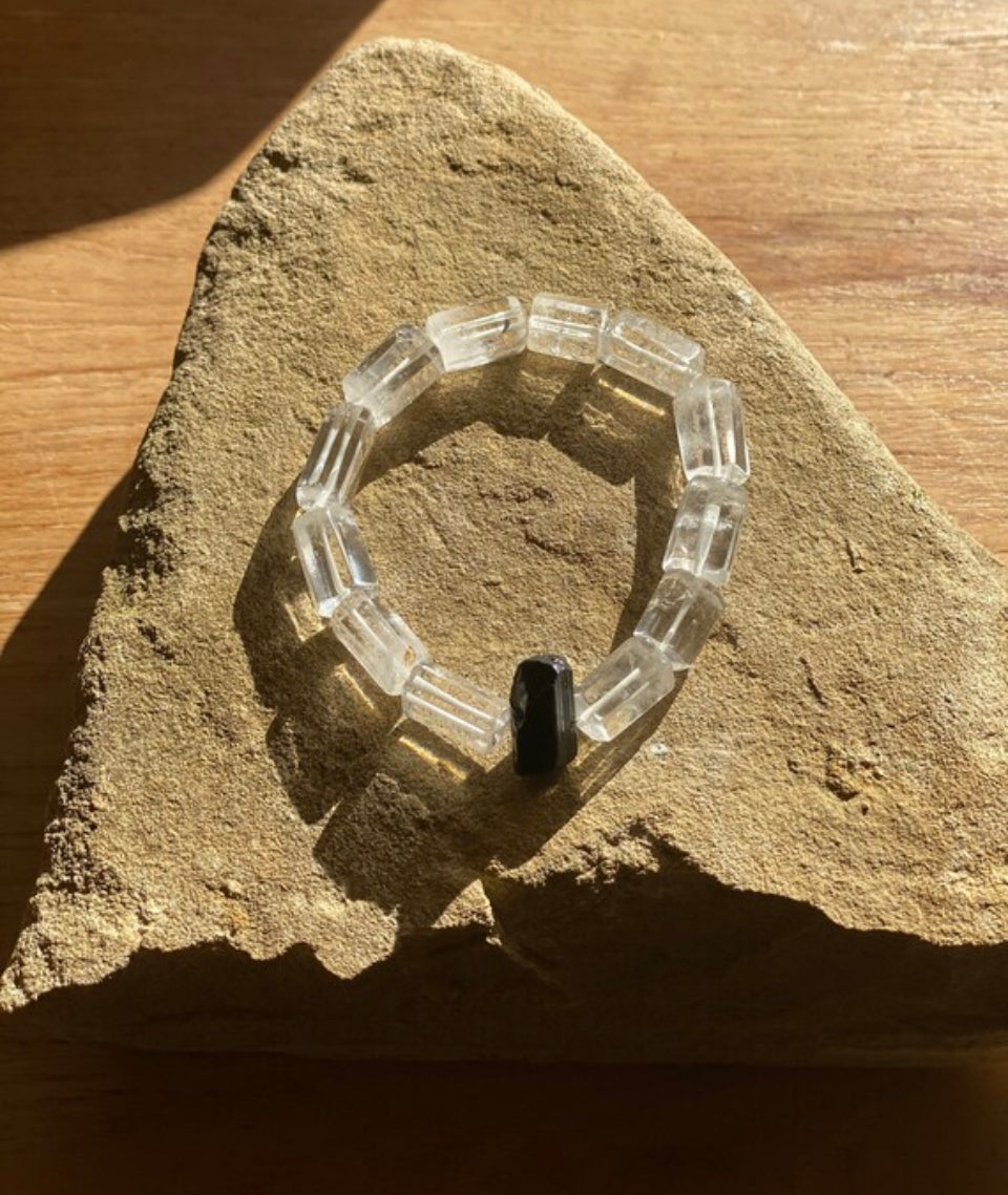 Bracelet de protection en tourmaline noire et cristal de quartz