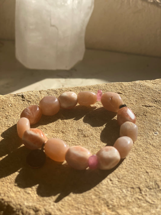 Ruby Lotus Moonstone Bracelet