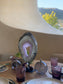 Amethyst Slice on Dark Metal Stand | Sculptural Home Décor