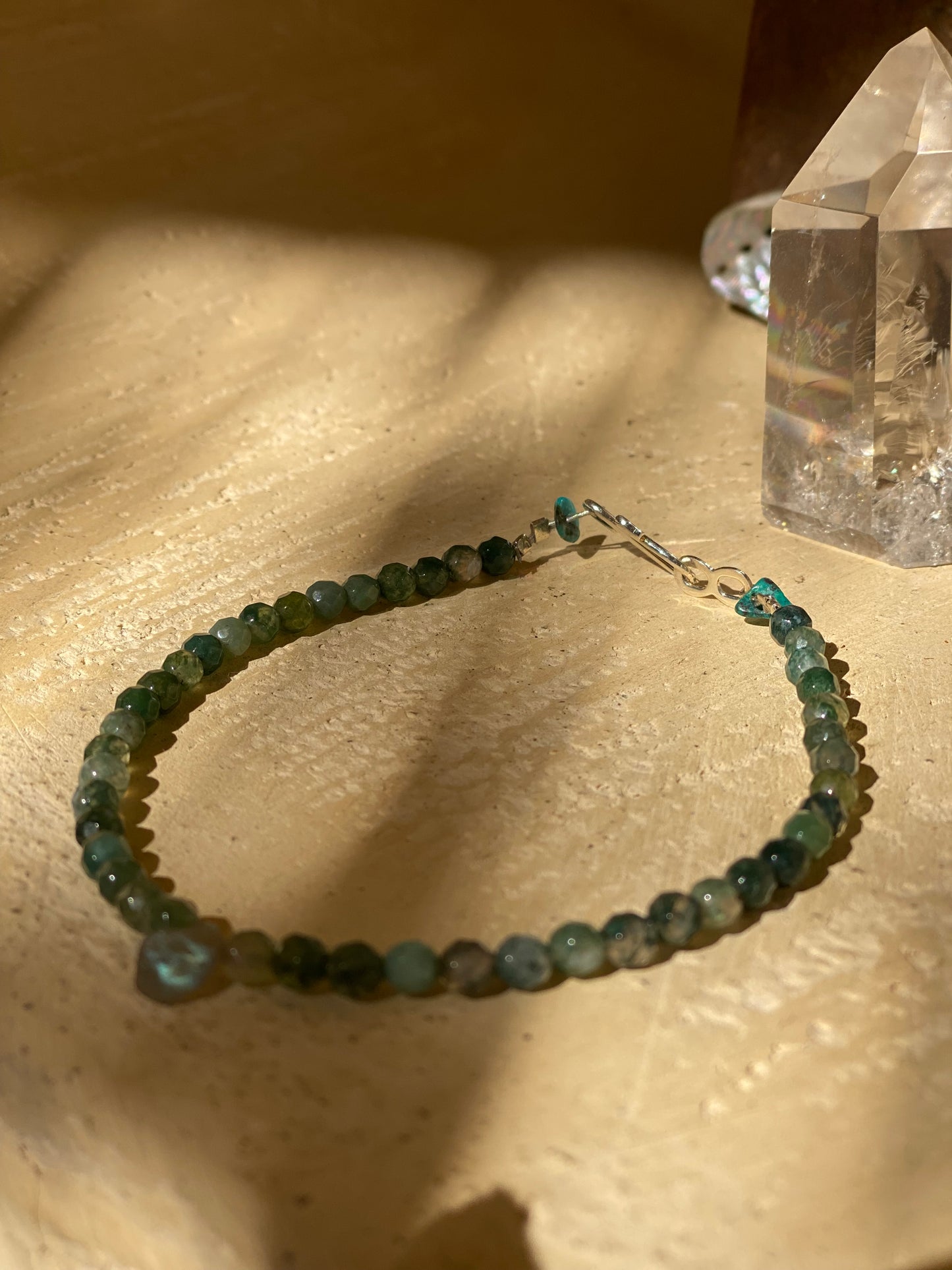 Lilith Moss Agate Anklet| Crystal Handmade Jewelry |
