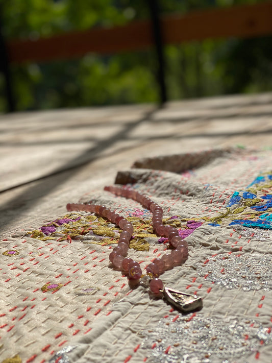 Ruby Strawberry Quartz Mala Necklace