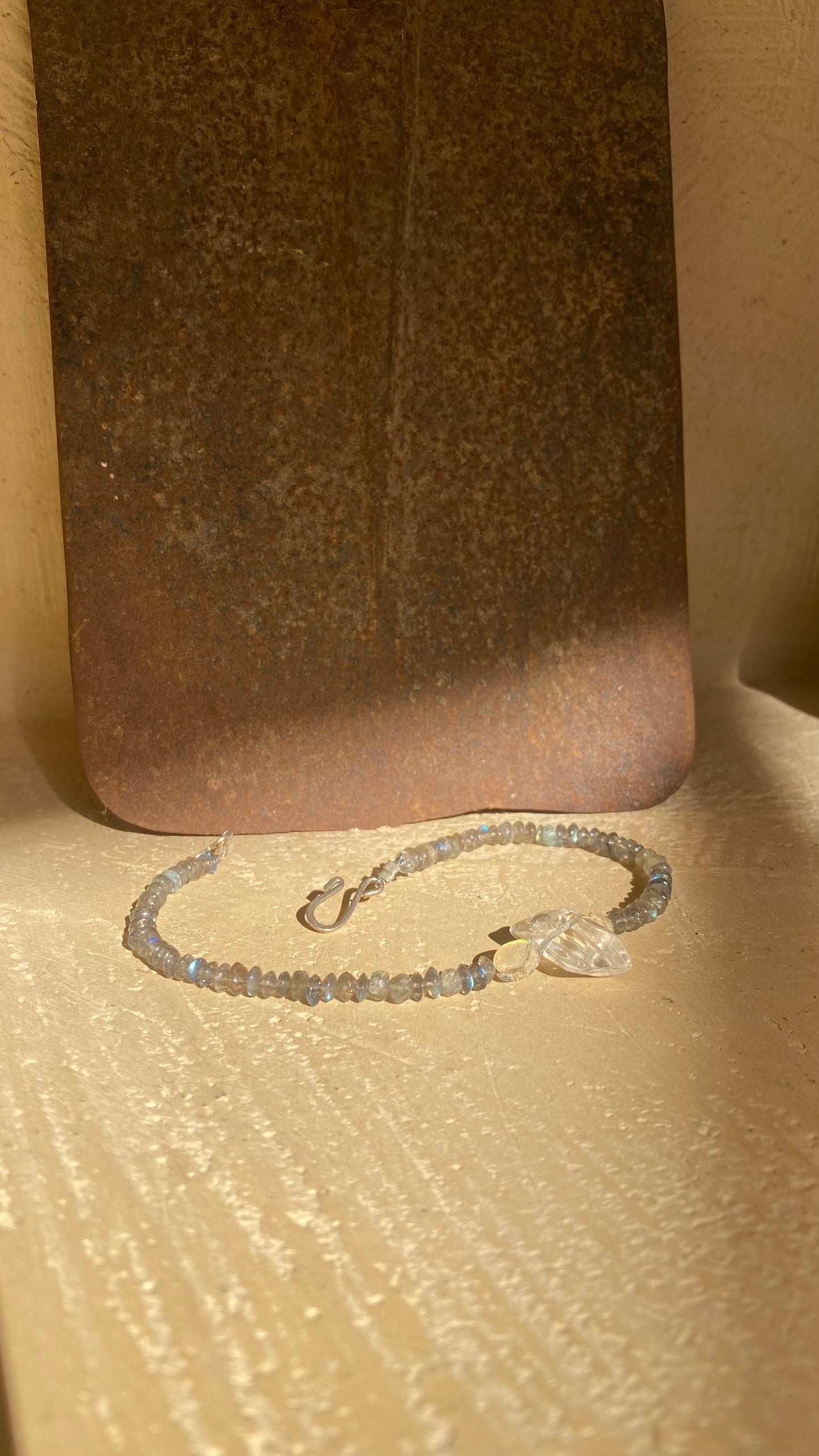 The Persephone | Labrodorite, Opal & Quartz Anklet | Natural Gemstone | Sterling Silver | Handmade in Provence