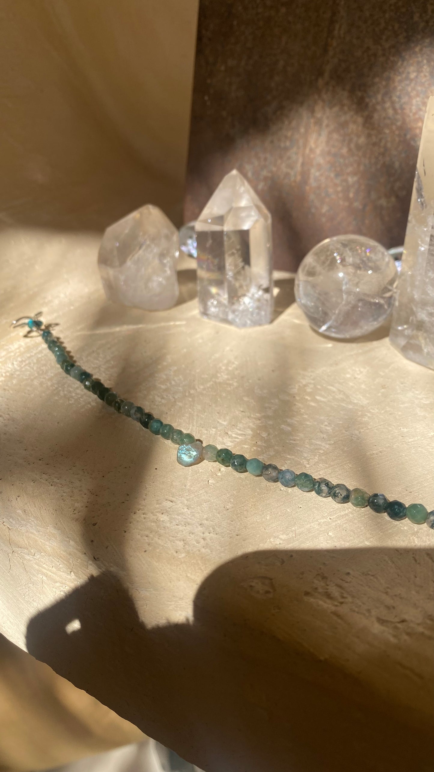 Lilith Moss Agate Anklet| Crystal Handmade Jewelry |