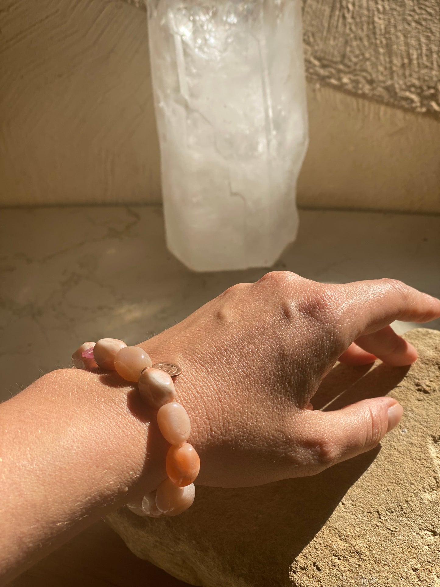 Ruby Lotus Moonstone Bracelet