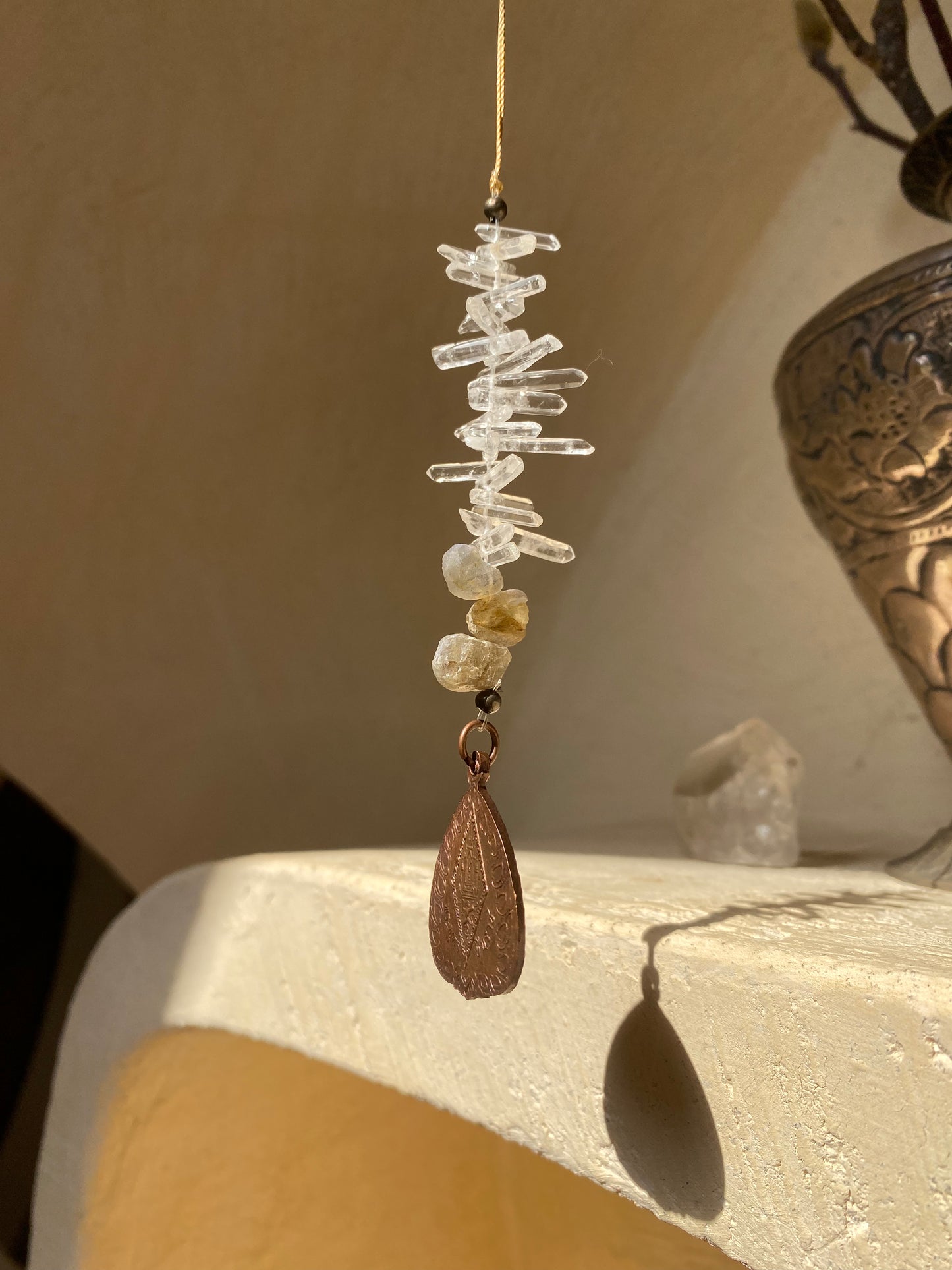 Raw Labradorite, Crystal Buddha Sun Catcher