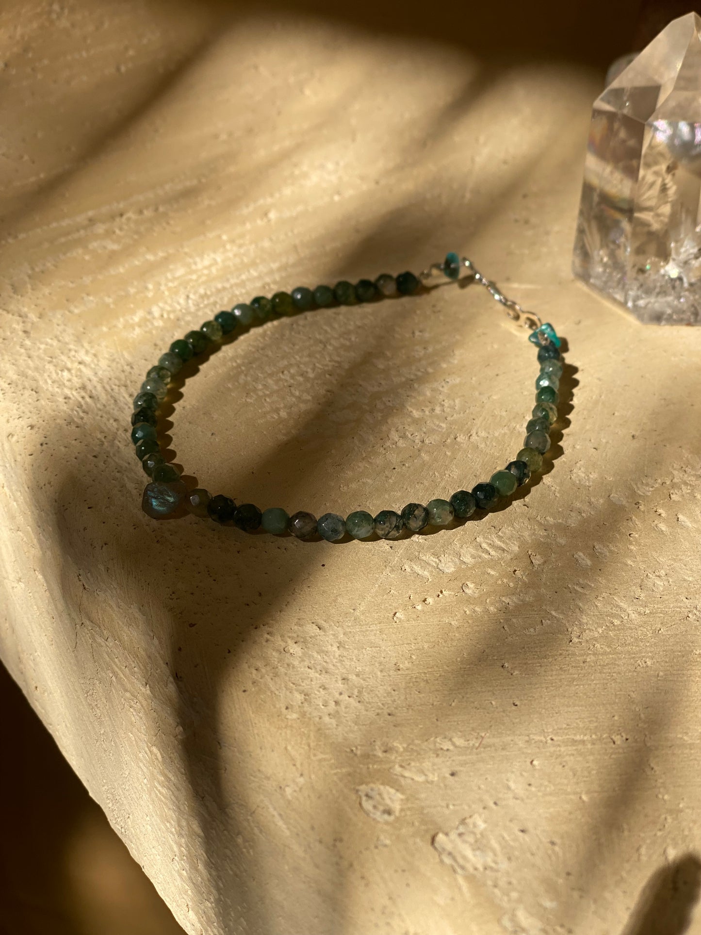 Lilith Moss Agate Anklet| Crystal Handmade Jewelry |