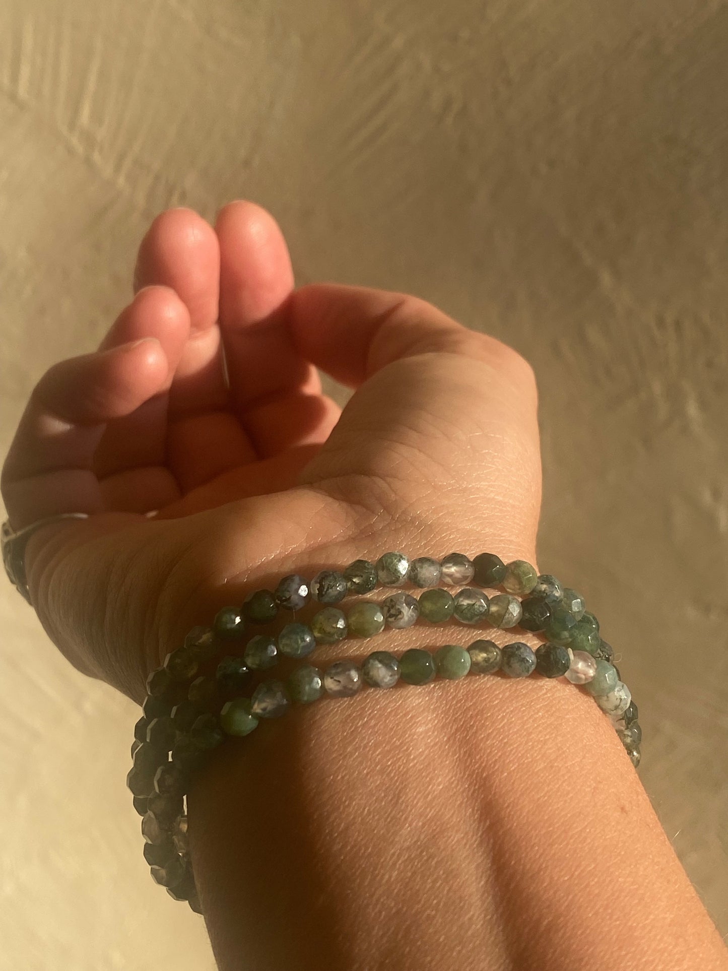 Faceted Moss Agate Bracelet