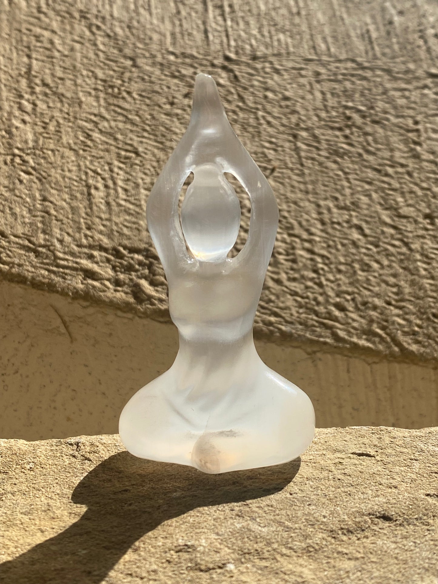 Selenite Yogi Goddess Carving