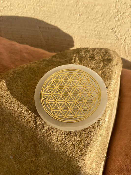 Flower OF Life Selenite Disc