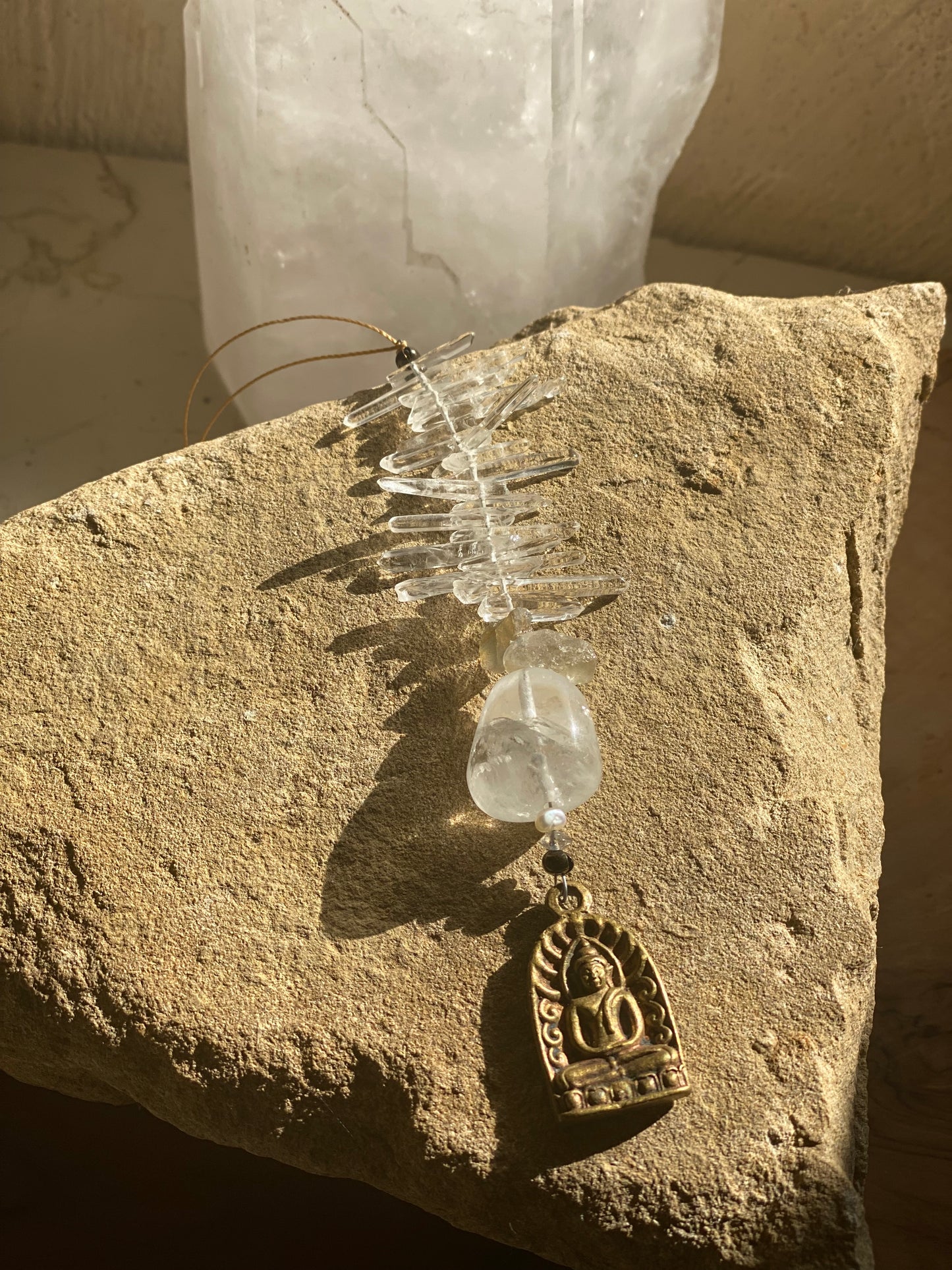 Raw Labradorite Buddha Moon Pearl Sun Catcher