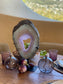 Amethyst Slice on Dark Metal Stand | Sculptural Home Décor