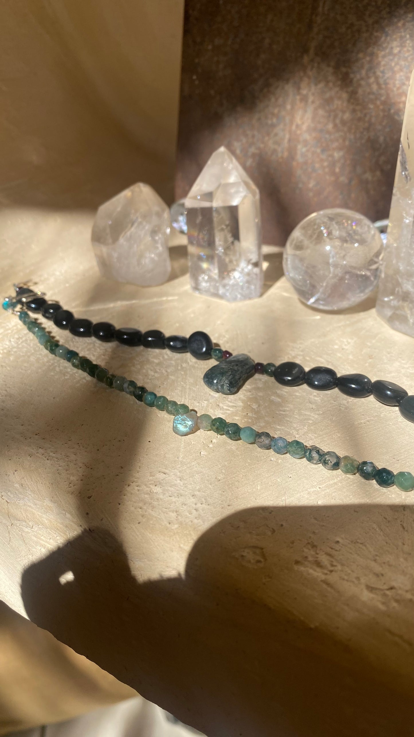 Lilith Moss Agate Anklet| Crystal Handmade Jewelry |