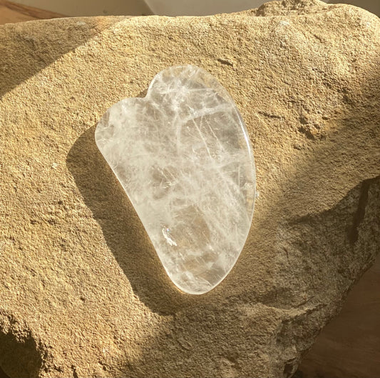 Clear Quartz Crystal Gua Sha | Hand Carved Natural Gemstone | Beauty Tool