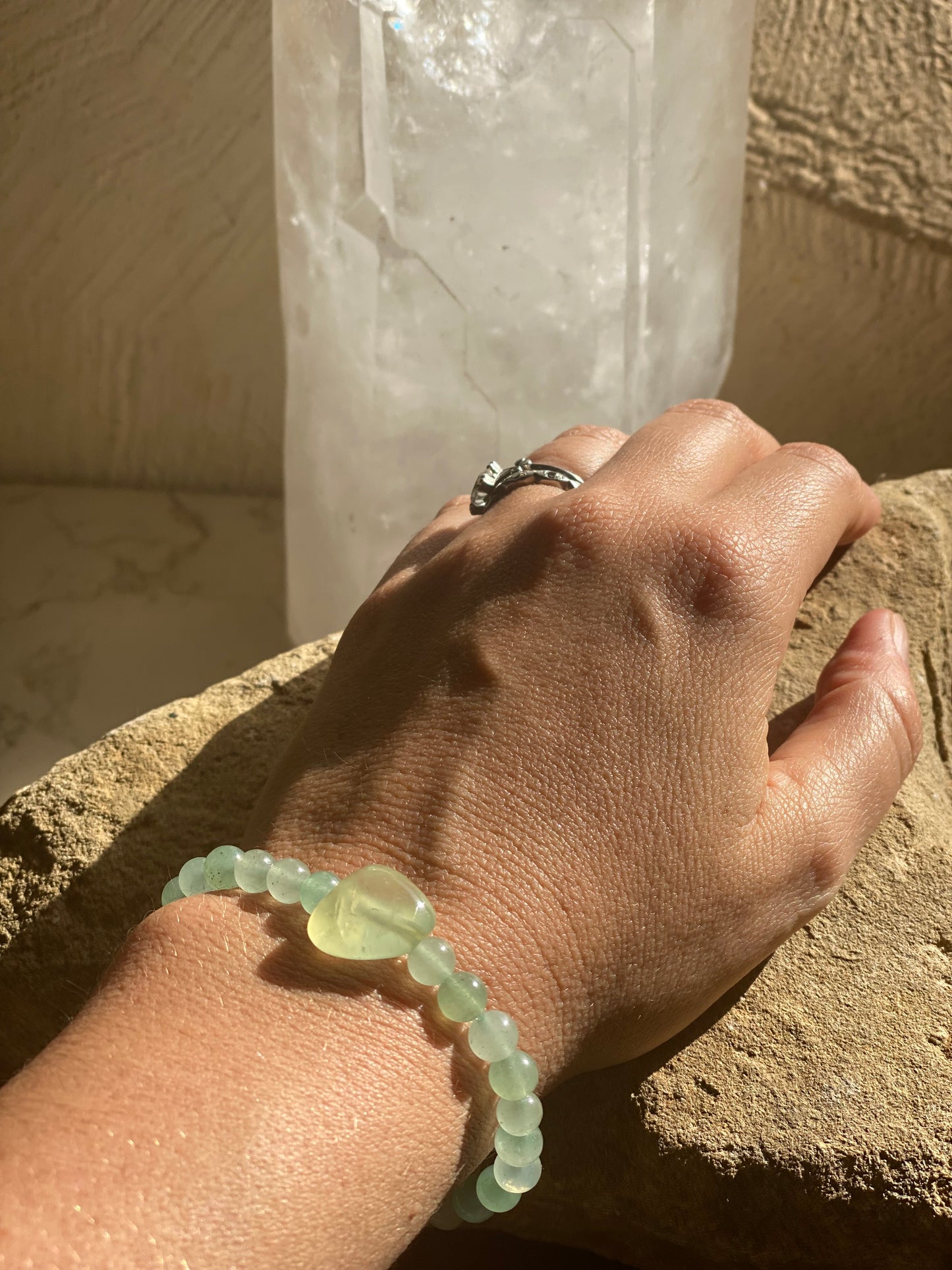 Prehnite and Aventurine Bracelet