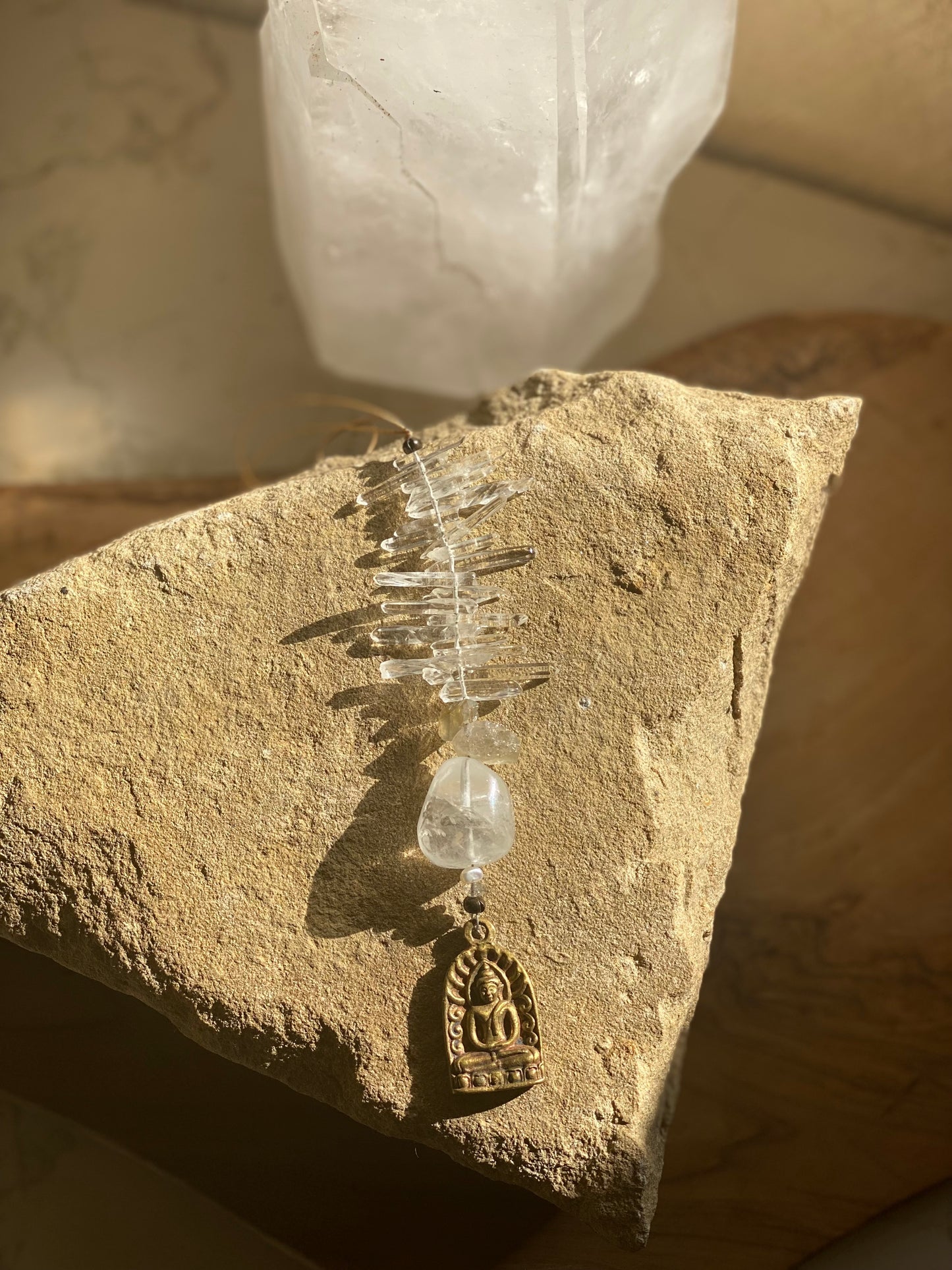 Raw Labradorite Buddha Moon Pearl Sun Catcher