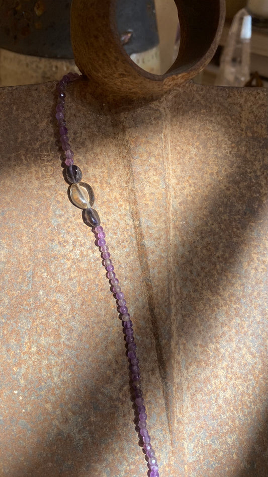 The Rán  | Amethyst, Smoky Quartz & Iolite Anklet | Natural Gemstone | Sterling Silver | Handmade in Provence