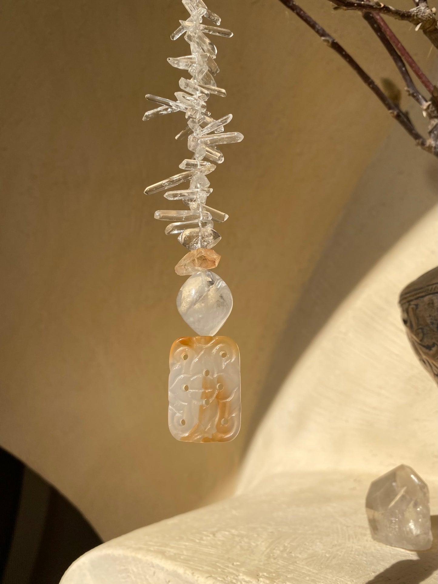 Tangerine Quartz Moon Sphere Sun Catcher