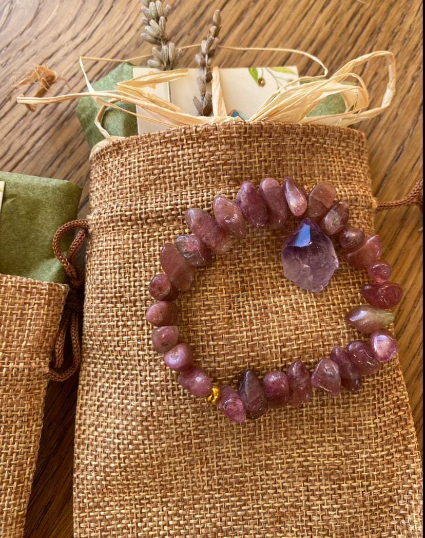 Pink Tourmaline Goddess Bracelet