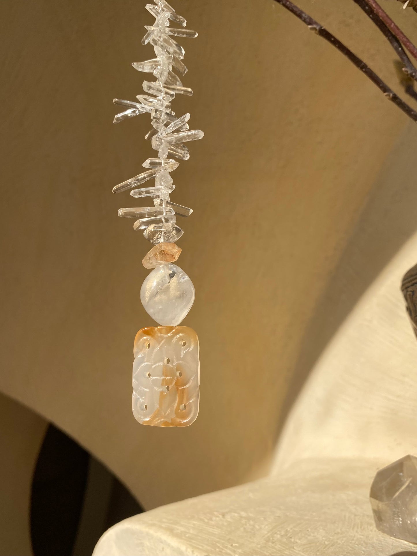 Tangerine Quartz Moon Sphere Sun Catcher