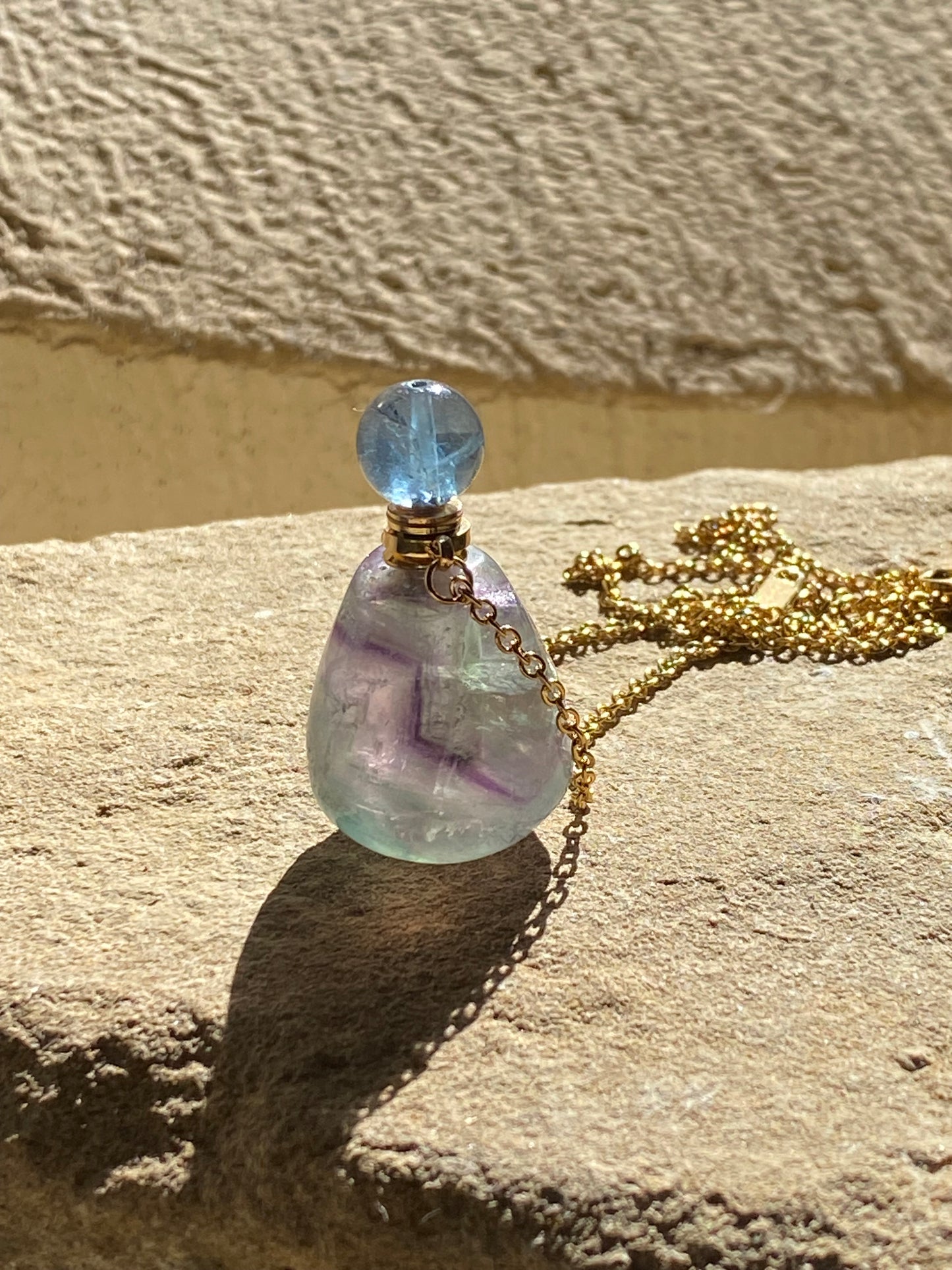 Translucent Fluorite Essential Oil Diffuser Perfume Bottle Necklace