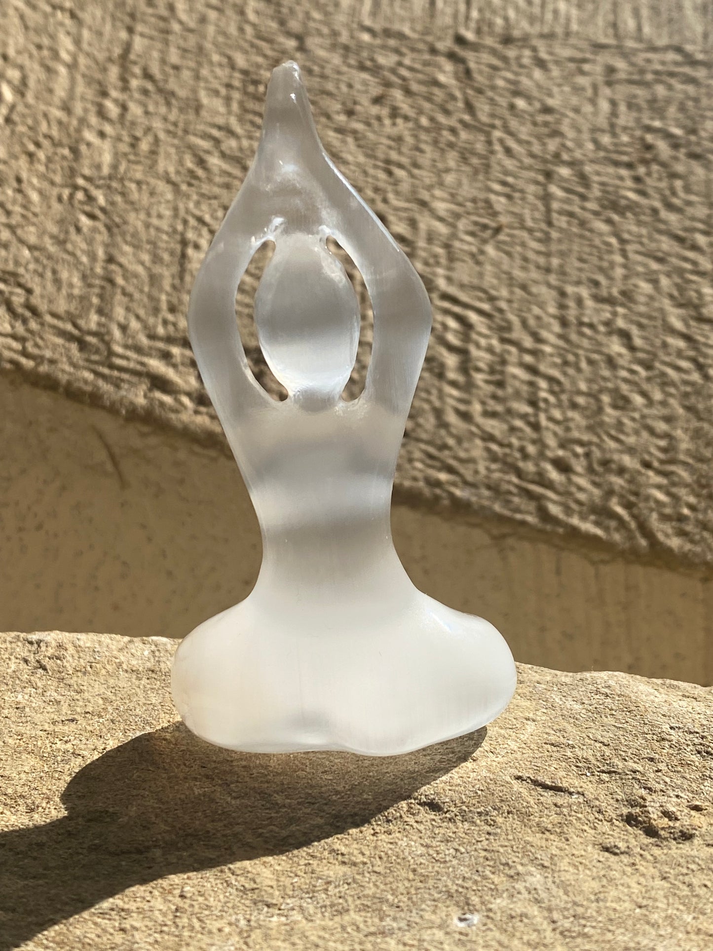 Selenite Yogi Goddess Carving