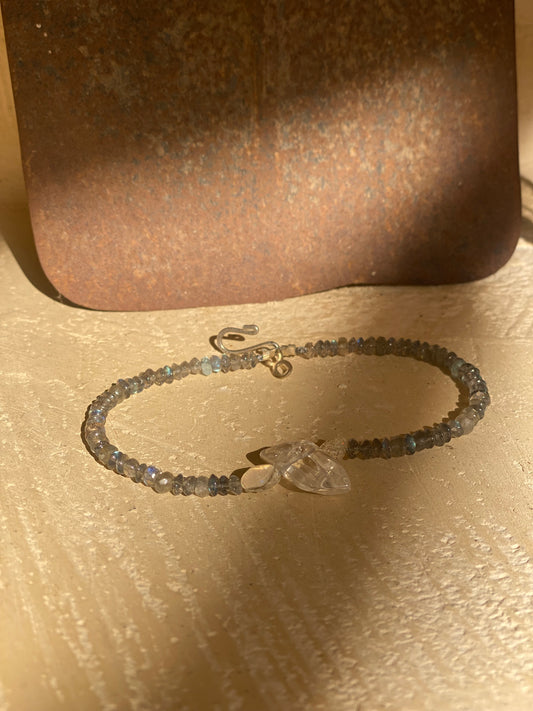 The Persephone | Labrodorite, Opal & Quartz Anklet | Natural Gemstone | Sterling Silver | Handmade in Provence