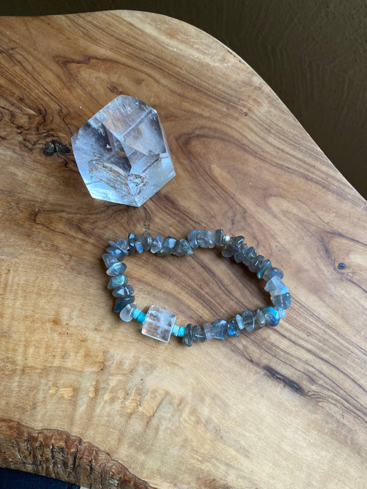 Labradorite Turquoise Quartz Bracelet