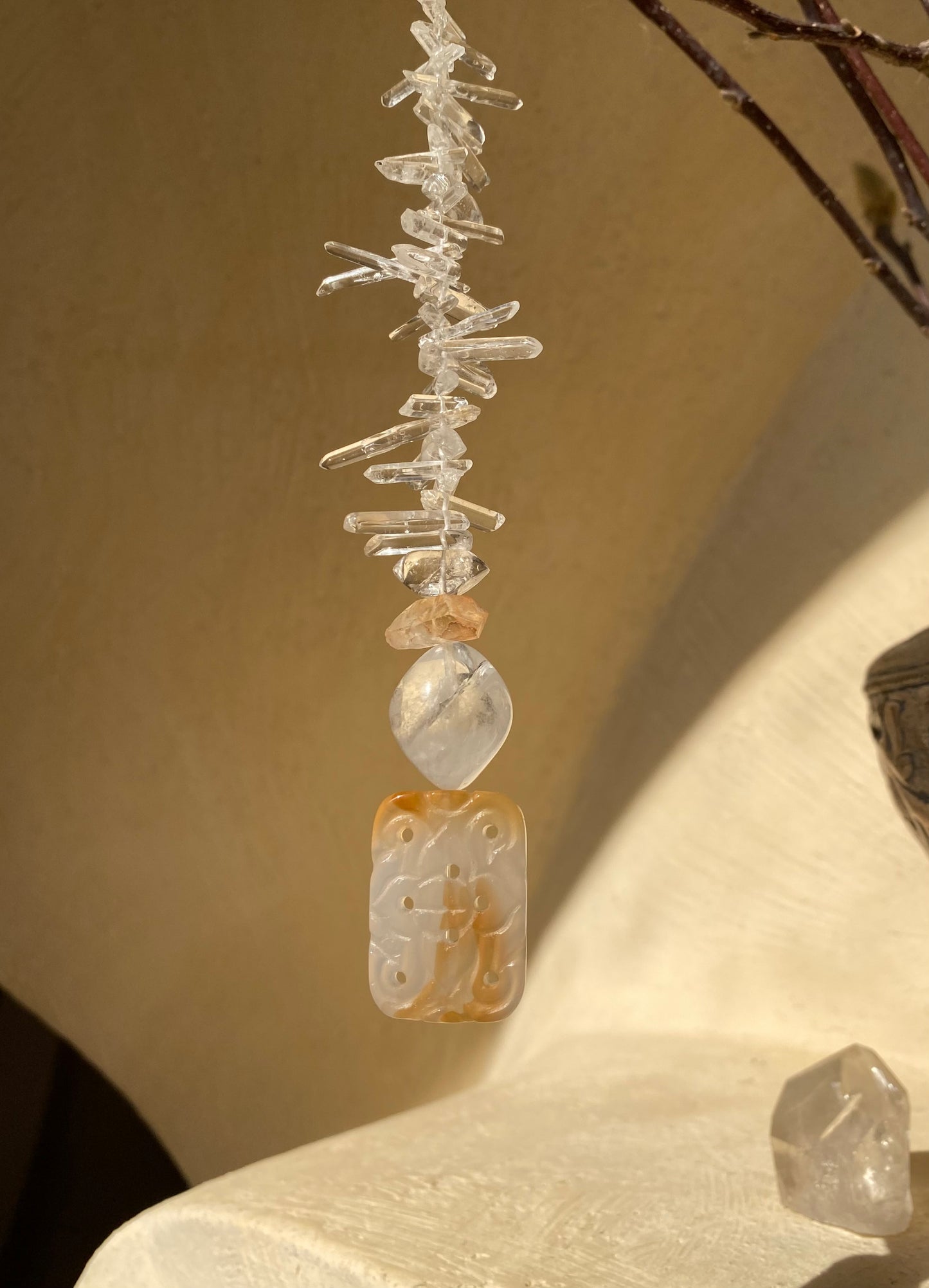 Tangerine Quartz Moon Sphere Sun Catcher