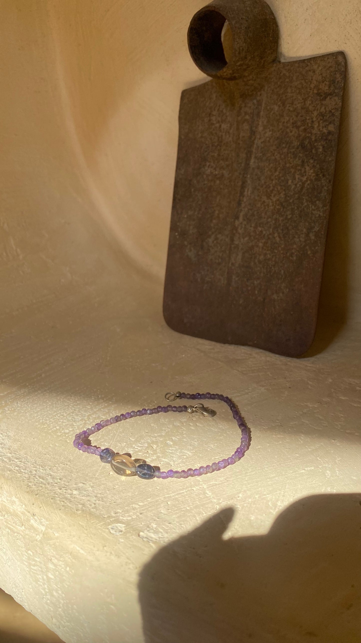 The Rán  | Amethyst, Smoky Quartz & Iolite Anklet | Natural Gemstone | Sterling Silver | Handmade in Provence