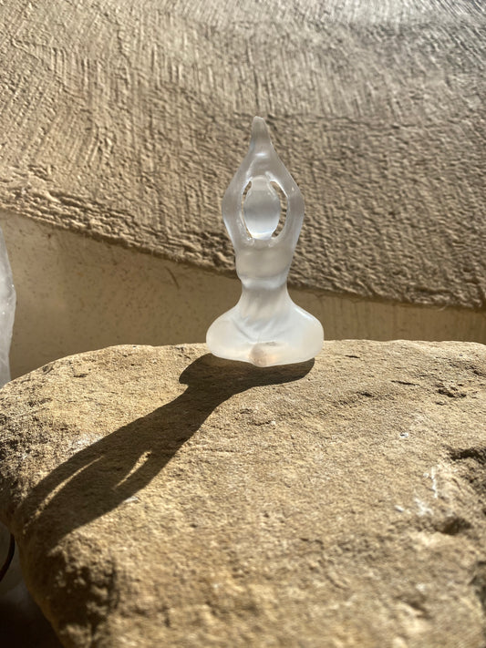 Selenite Yogi Goddess Carving