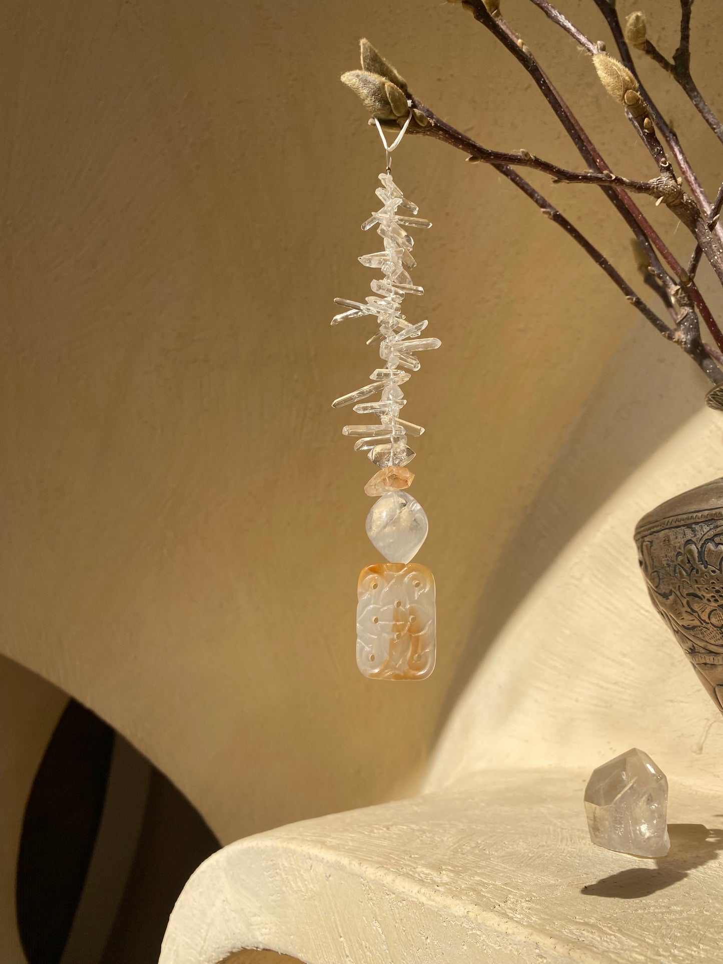 Tangerine Quartz Moon Sphere Sun Catcher