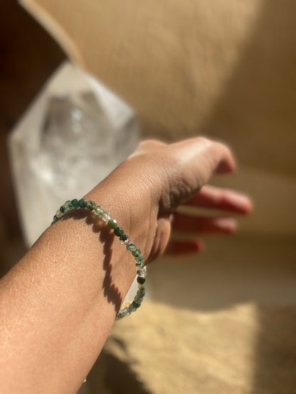 Faceted Moss Agate Bracelet | Natural Gemstone