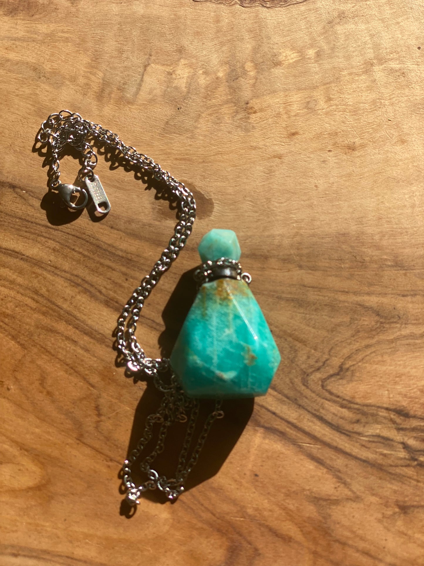 Faceted Amazonite Essential Oil Diffuser Perfume Bottle Necklace