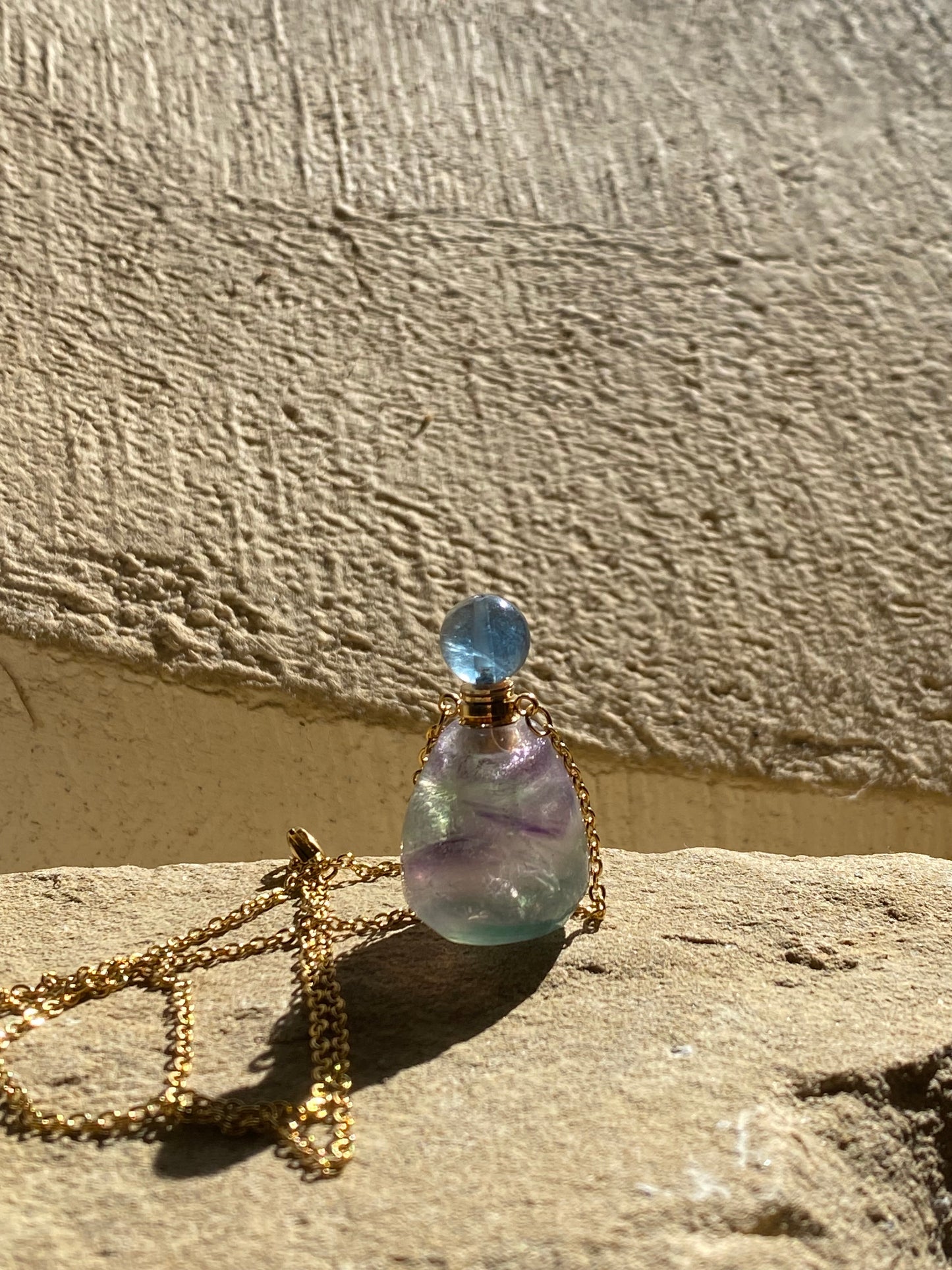 Translucent Fluorite Essential Oil Diffuser Perfume Bottle Necklace