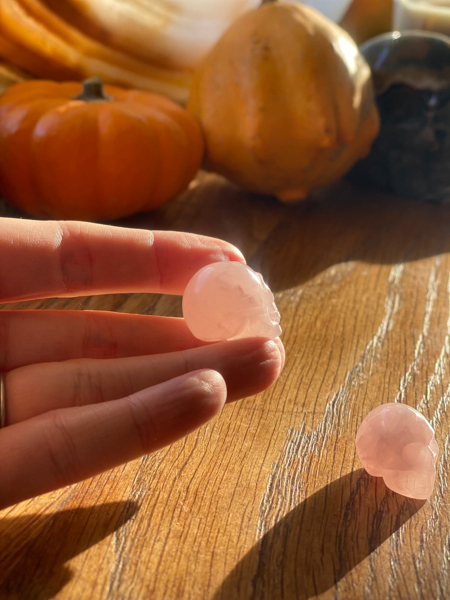 Rose Quartz Crystal Skull| Hand carved Stone