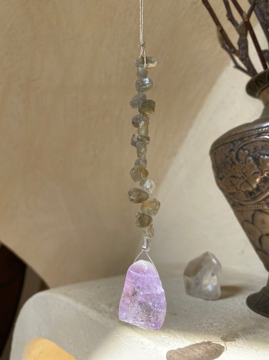 Amethyst & Raw Labradorite Sun Catcher