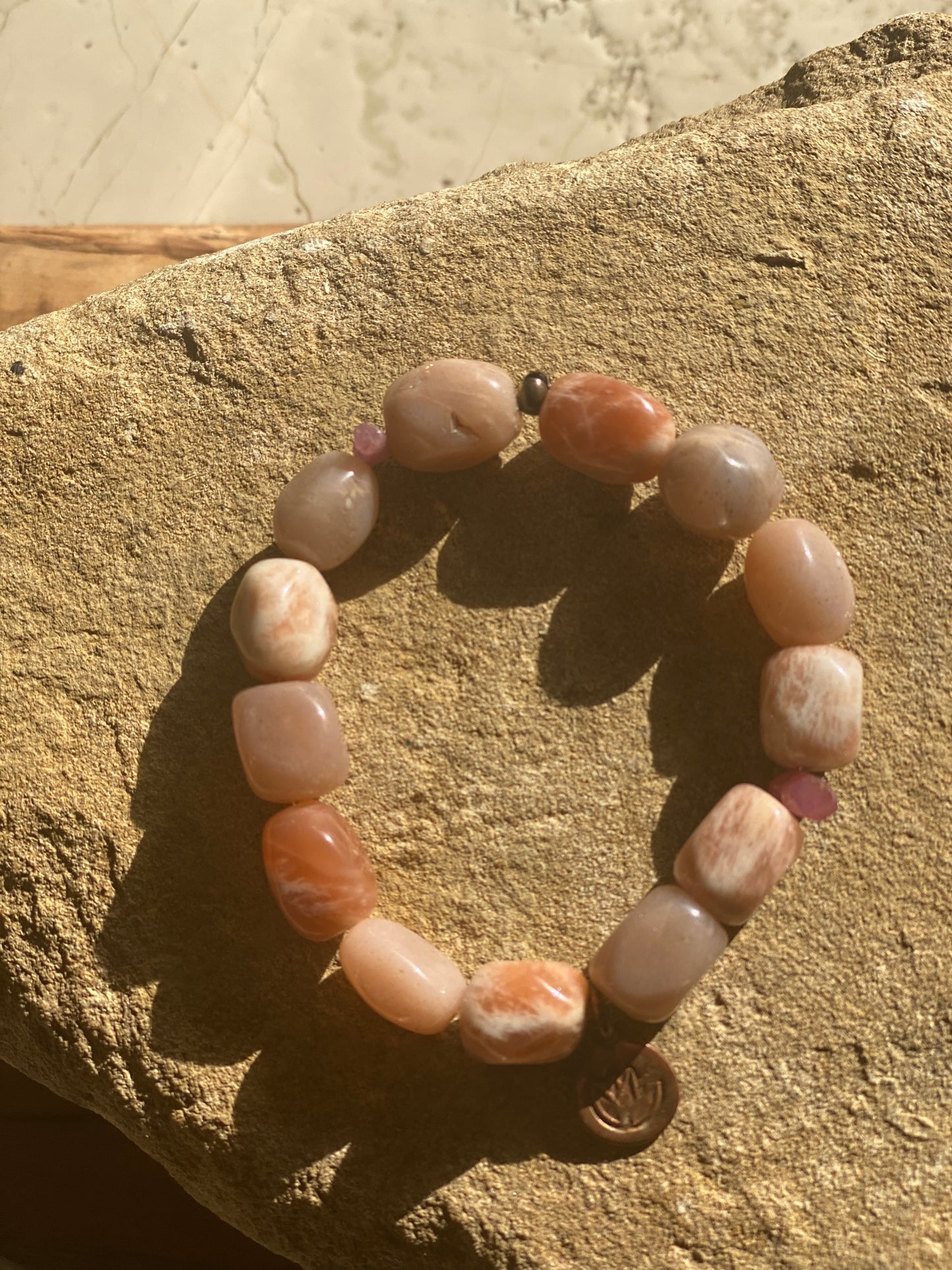 Ruby Lotus Moonstone Bracelet